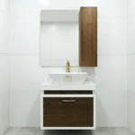 روشویی کابینتی طرح چوب با آینه تاچ بک لایت - Image 2