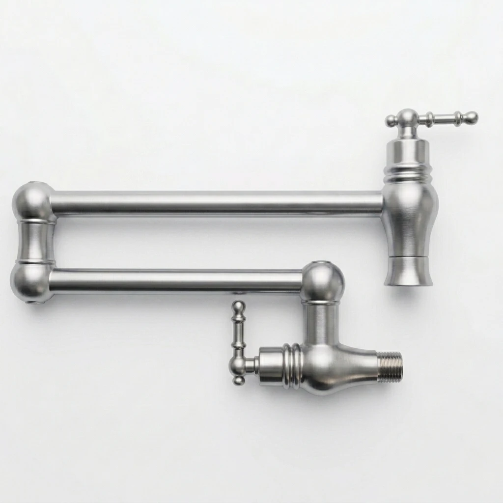 POTFILLERCHROMEMATT1 شیر قابلمه پر کن(پات فیلر)2شیر کلاسیک کروم مات - Image 1