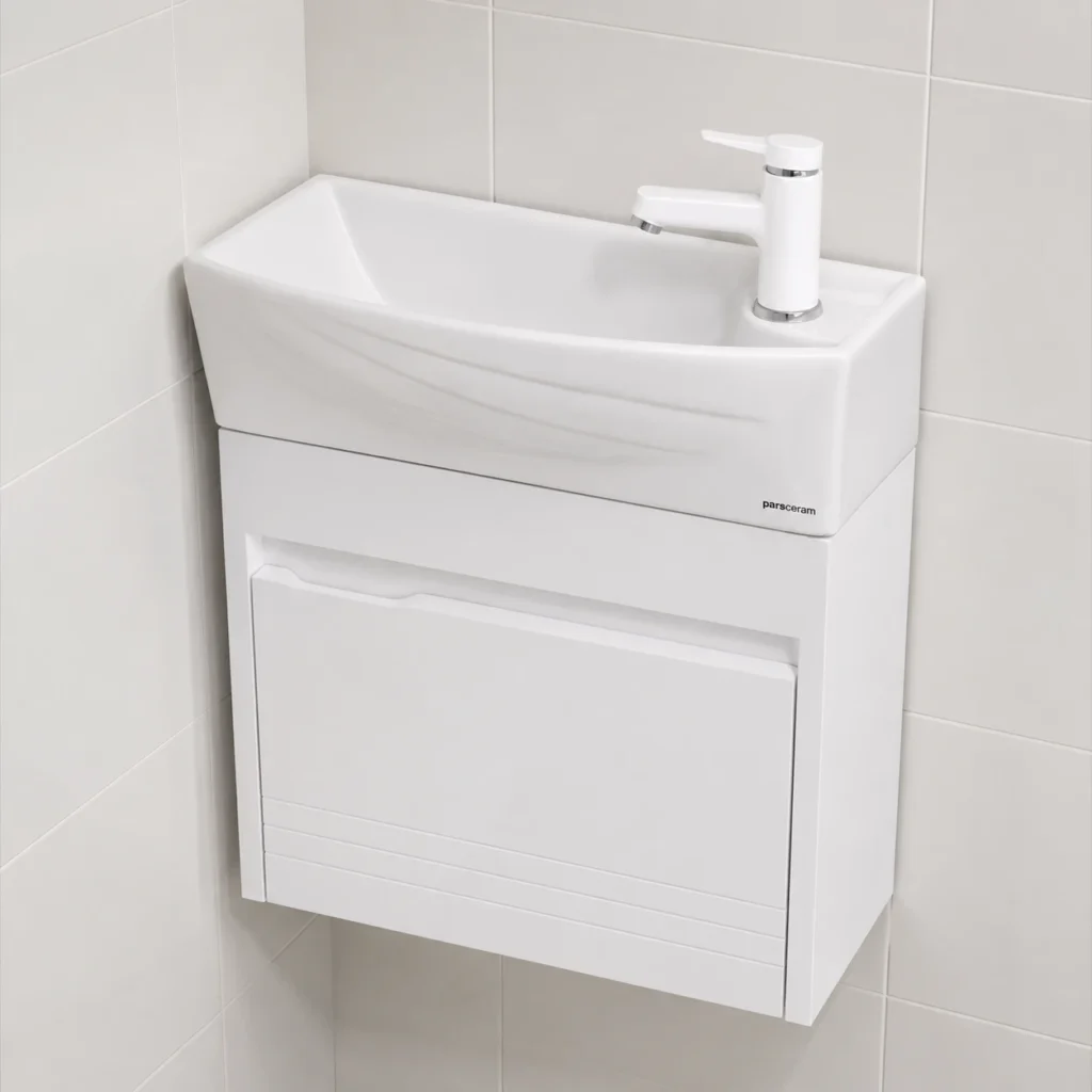 روشویی-کابینتی-عرض-کم-باریک-عرض20-سفید-پی-وی-سی-ضدآب-روشویی-حمام-دستشویی