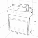 روشویی-کابینتی-عرض-کم-باریک-عرض20-سفید-پی-وی-سی-ضدآب-روشویی-حمام-دستشویی